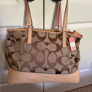 Coach Brown and Tan Signature Tote
